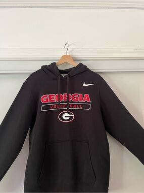 Nike Black Georgia Volleyball Hoodie with Red & White Graphics